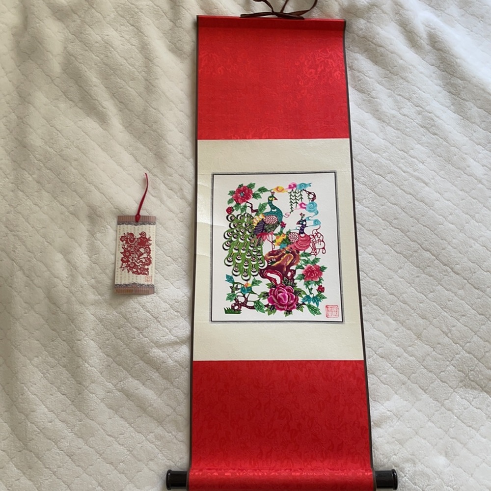 Chinese Paper Cut Art Wall Scroll - Good Fortune
